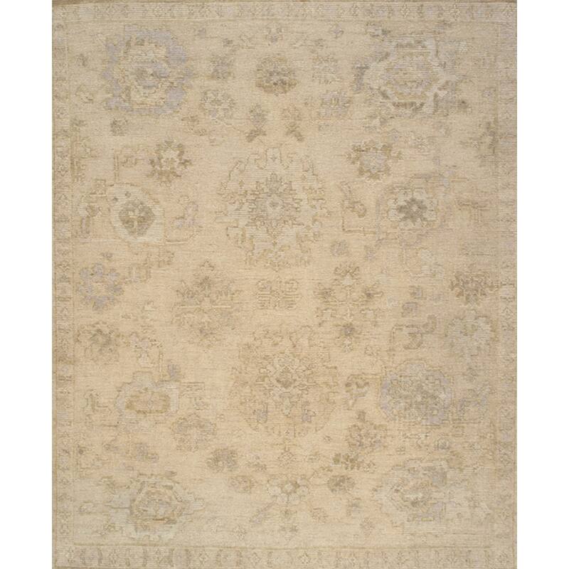 Pasargad Home Oushak Hand-Knotted Cream Wool Area Rug - 9' 2'' X 12' 0''