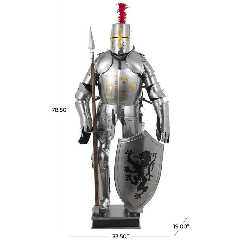 Stainless Steel Metal People Replica Medieval Full Body Suit Armour - Copper or Silver - Roche River Decor