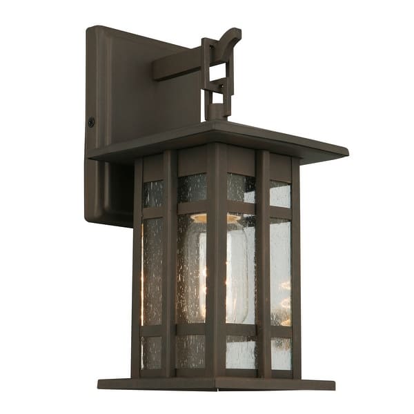 slide 2 of 2, Eglo Arlington Creek Bronze Outdoor Wall Light with Clear Seeded Glass Matte Bronze