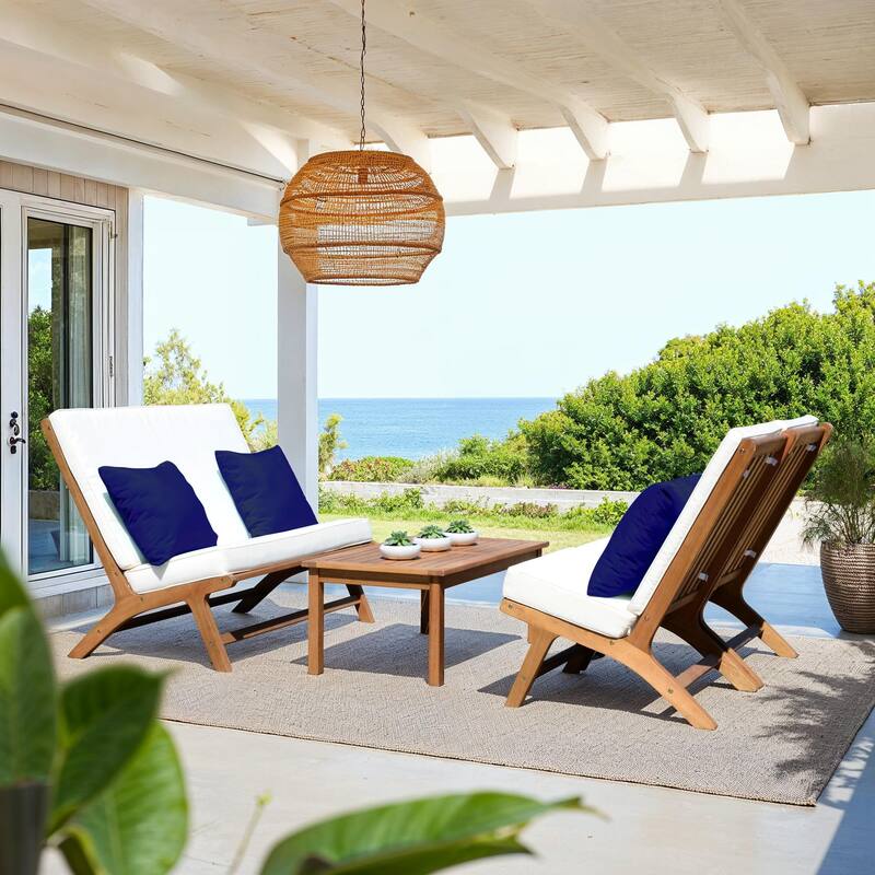 SAFAVIEH Outdoor Aryana 4-Piece Conversation Patio Set with Accent Pillow - 46W x 34D x 32H