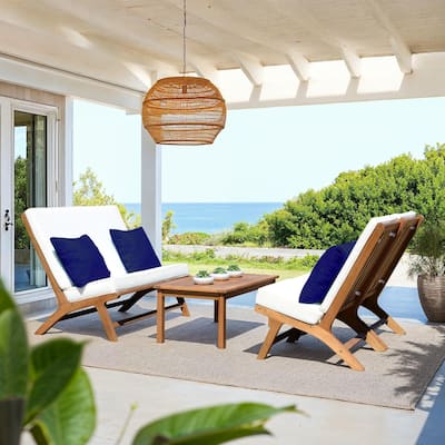 SAFAVIEH Outdoor Chaston 4-Piece Conversation Patio Set with Accent Pillows