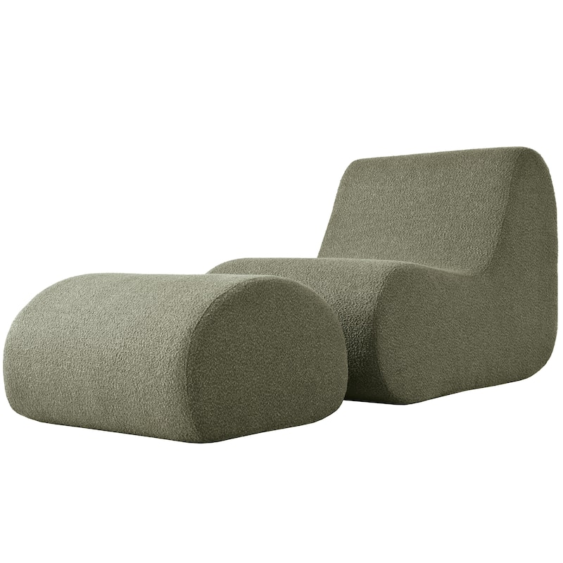 Elegant Accent Chair with Ottoman,Stylish Curved Design and Minimalist Lines for Ultimate Comfort, High-Resilience Foam