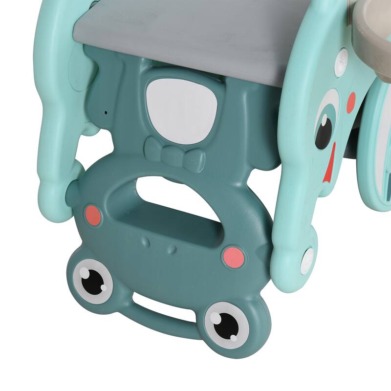Toddler 3-in-1 Rocking Horse Slide with Handrail and Toy Basketball for Indoor Outdoor Fun - 28.25" L x 13.5" W x 18.5" H