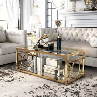 Pehrson Contemporary 47 inch Glass Top 1 Shelf Coffee Table by