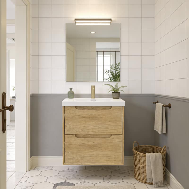 Prismis 24" 30" Wall-Mount Premium Bathroom Vanity with Integrated Sink