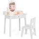 preview thumbnail 1 of 4, 2 in 1 Wooden Princess Makeup Desk Kids Vanity Set with Mirror White