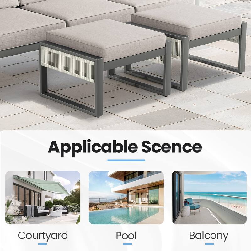 All-Weather Wicker Outdoor Ottomans PE Rattan Ottomans