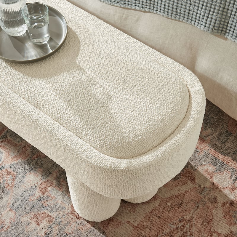 Mossi 52-Inch Oval Boucle Fabric Bench