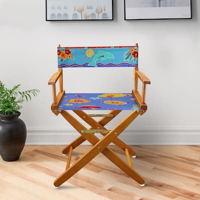 18" Director's Chair Natural Frame-Tropical Sea - 21.75"W x 17"D x 33.75"H