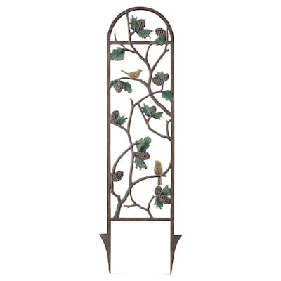 Spi Bird And Pinecone Trellis, 48" Metal Garden Trellis, Rustic - 42.5 X 13 X 1 inches