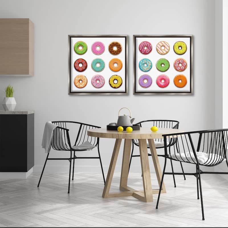Stupell Bright & Fun Donuts Framed Floater Canvas Wall Art Design By Marcus Prime (Set of 2)