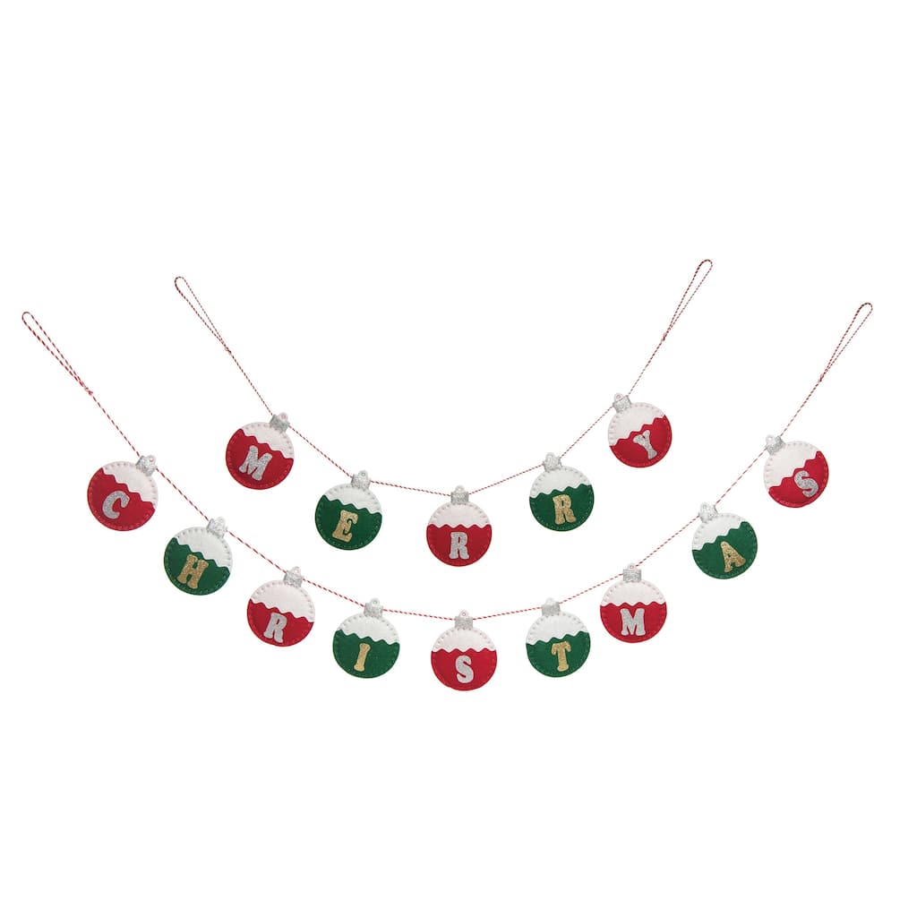 Transpac Polyester 60 in. Multicolored Christmas Merry Holiday Statement Banner Ornament Set of 2