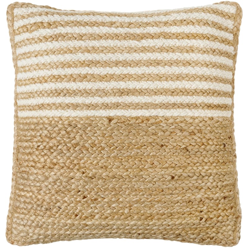 Maranda Cabin & Lodge Stripe Accent Pillow - 18"L x 18"W - Feather Down - Beige/Brown