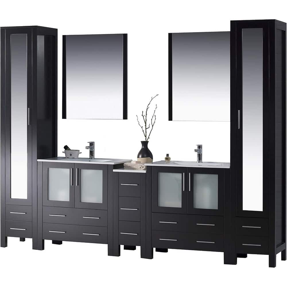 Blossom Sydney 102" Double Sink Vanity Set with Linen Closets & Mirror