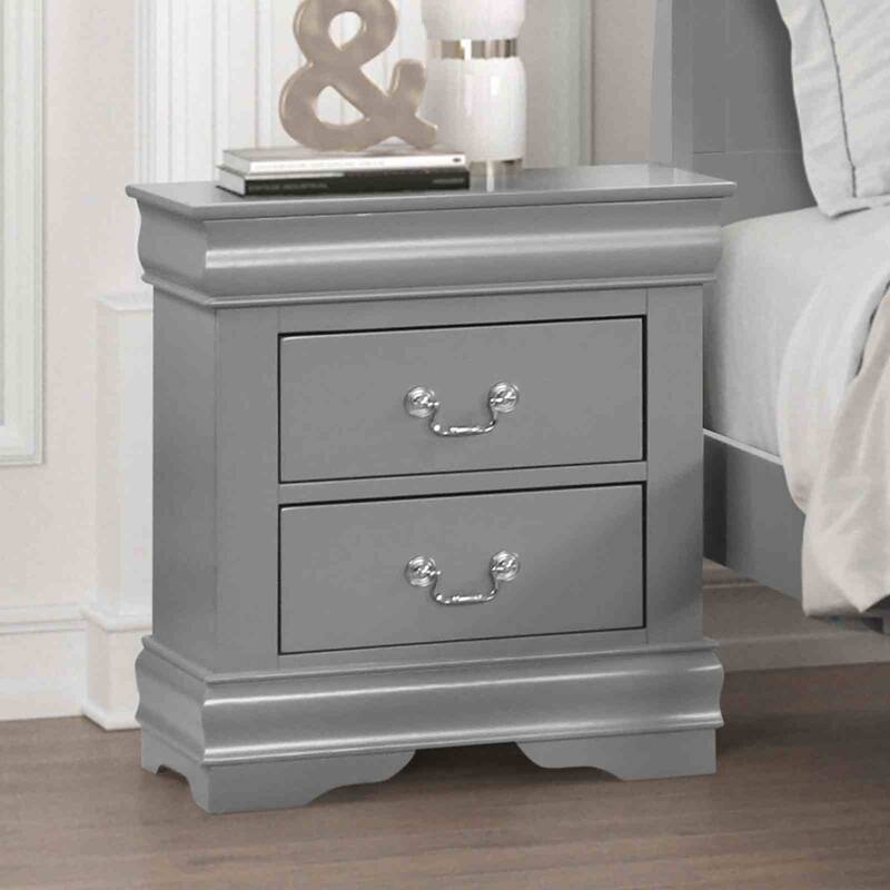 Transitional Gray Finish Sleigh Design 4 Piece Bedroom Furniture Set