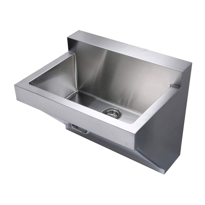 Whitehaus Noah's Wall Mounted Single Basin Stainless Steel Kitchen - Brushed Stainless Steel