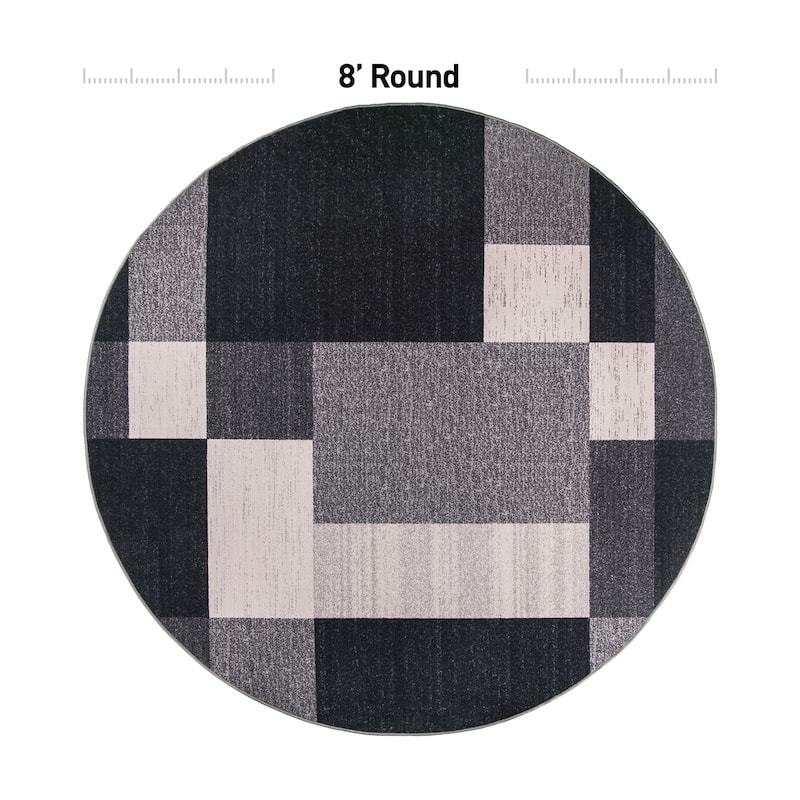 World Rug Gallery Modern Boxes Design Non-slip (Non-skid) Area Rug