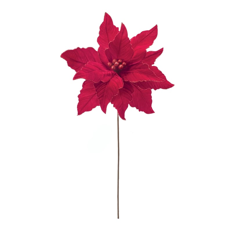 Poinsettia Floral Artificial Christmas Stems - 24" - Set of 2