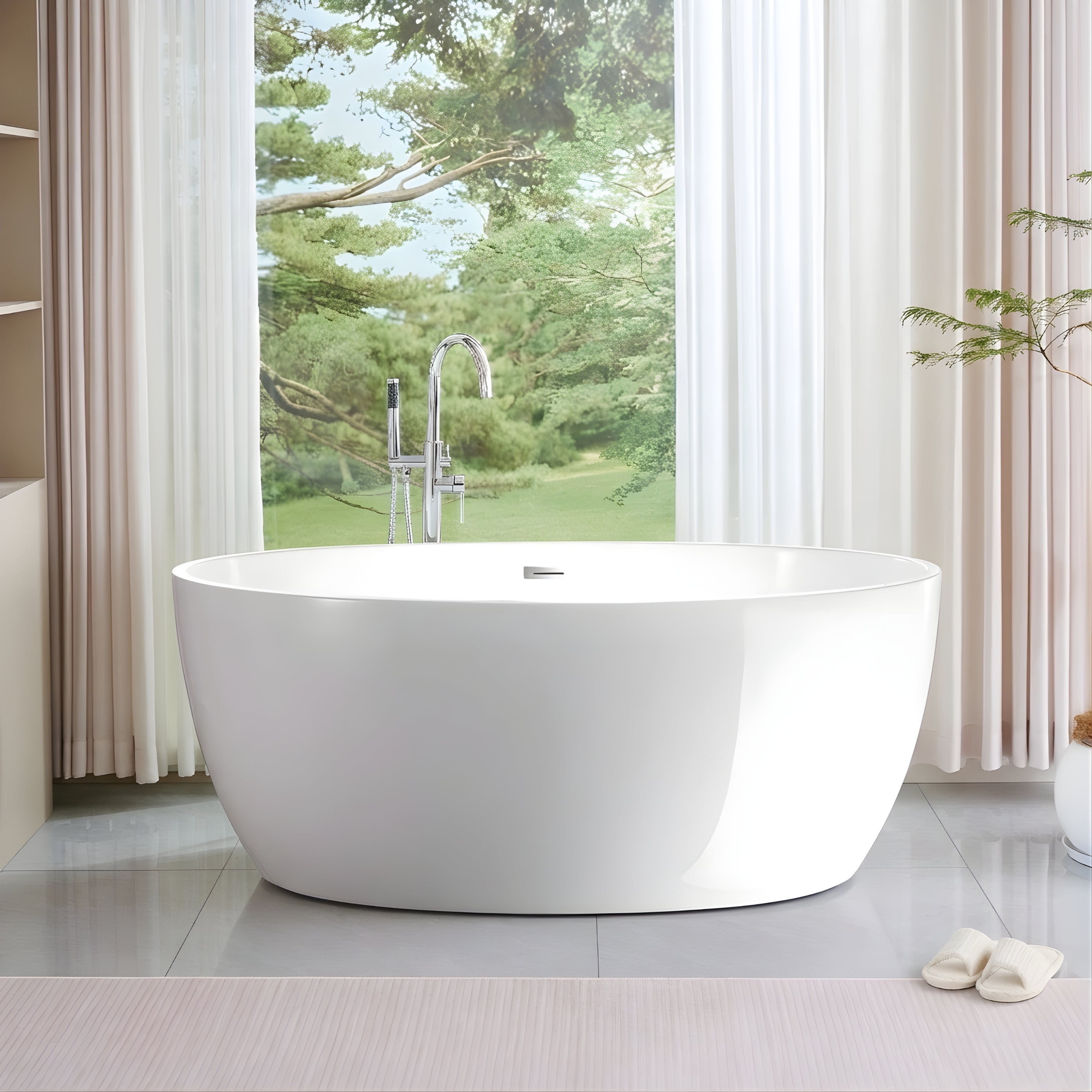 Vanity Art 58.5" X 32.3" White Acrylic Freestanding Bathtub