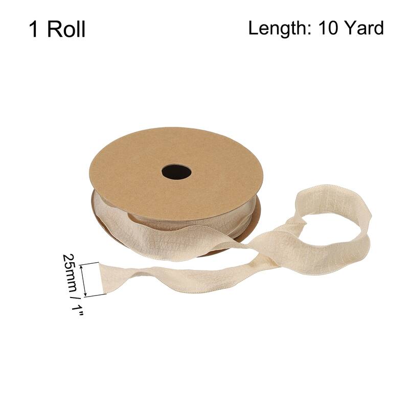 1 Inch 10 Yard Satin Double Ruffle Edge Ribbon Solid Color