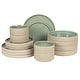 preview thumbnail 1 of 10, Gibson Elite Liberty Bay 16-Piece Pottery Clay Stoneware Stackable Dinnerware Set - Reactive Glaze, Service for 4 Mint Green