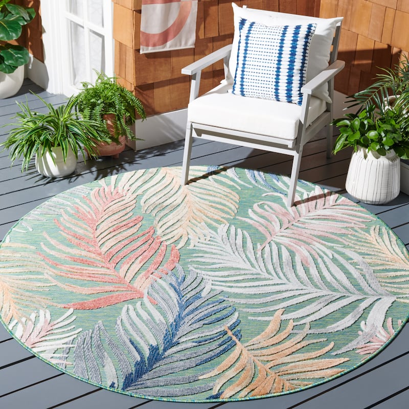 SAFAVIEH Cabana Tawnee Indoor/ Outdoor Waterproof Transitional Rug - 6'5" Round - Green/Rust