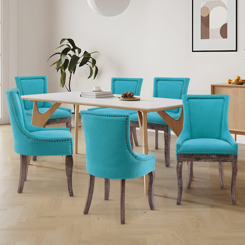 Traditional Tufted Ultra Upholstered Wingback Dining Chair Set of 6