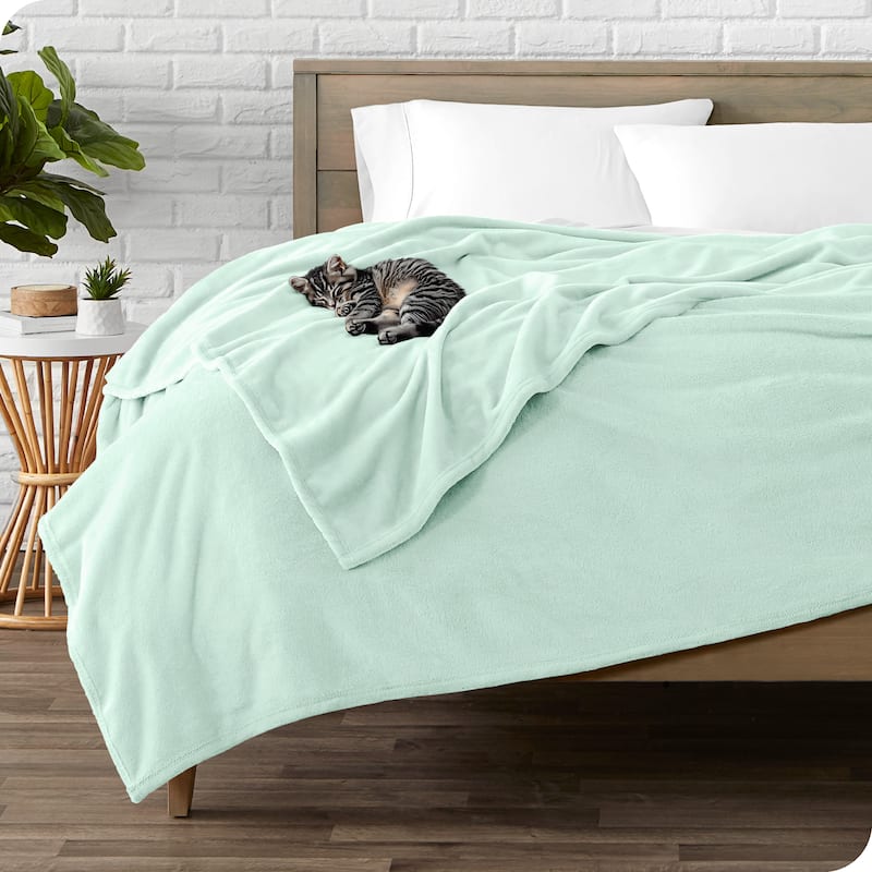Bare Home Microplush Fleece Blanket - Ultra-Soft - Cozy Fuzzy Warm - Throw - Spring Mint
