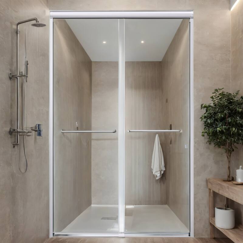 44"-48"W Semi-Frameless Shower Door - 72"H 6mm Tempered Glass