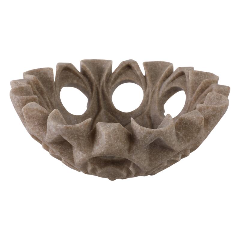 Artistic Decorative Bowl with Sculptural Cut-Out Design - 16", Tan