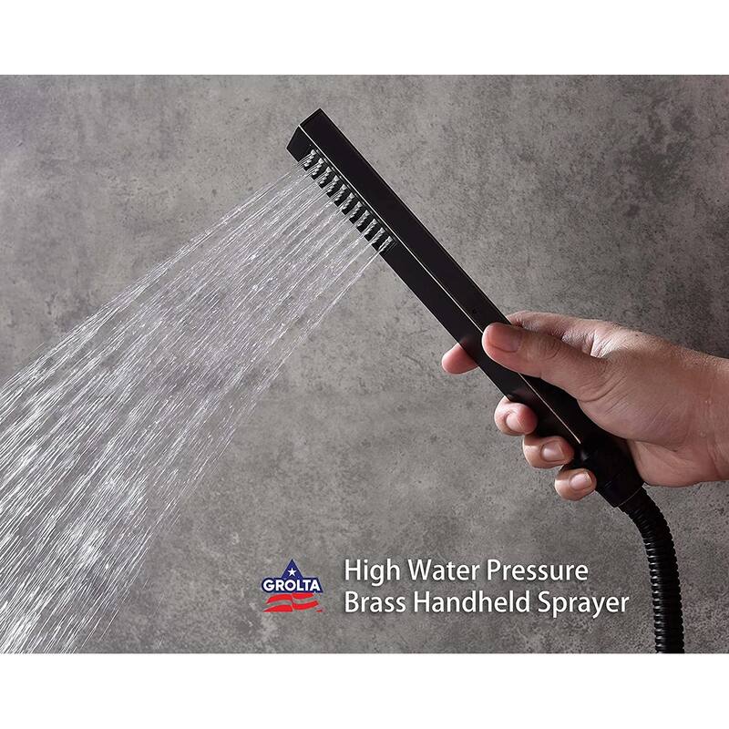 12" Ceiling Rainfall 3 Way Thermostatic Faucet Shower System w/6 Body Jets