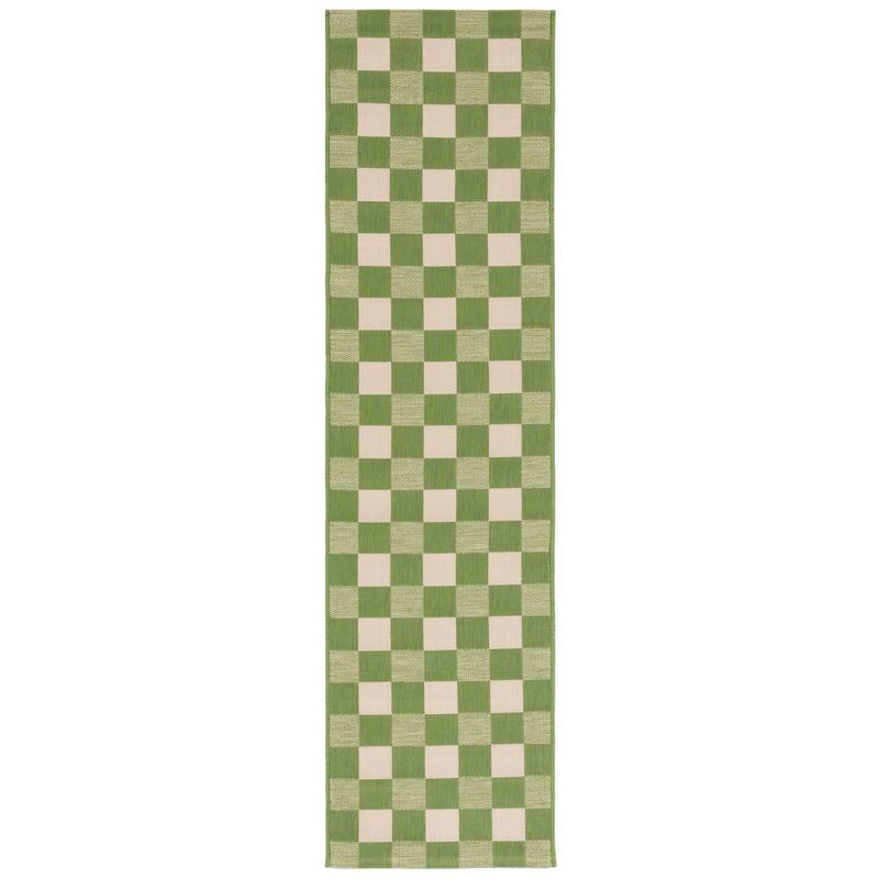SAFAVIEH Courtyard Eveli Transitional Rug - 2'3" x 8' Runner - Green/Sage