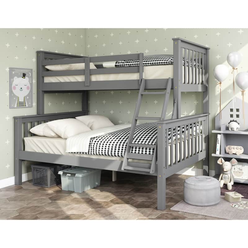 100% Solid Wood Mission Twin Over Full Bunk Bed by Palace Imports