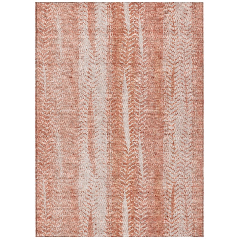 HomeRoots Botanical Leaves Transitional Rectangle Outdoor Rug