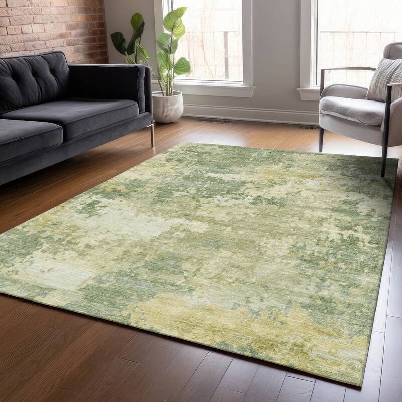 Machine Washable Indoor/Outdoor Contemporary Blend Chantille Rug