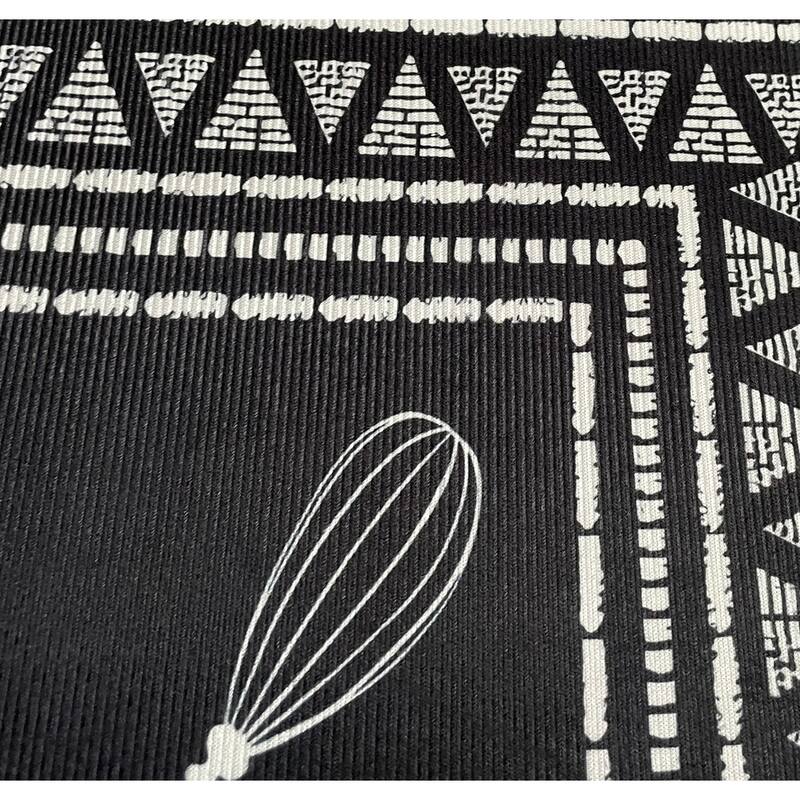 28" x 17" - Black White Modern Non-Slip Washable Low Pile Kitchen Mat - 28" x 17"