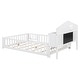 preview thumbnail 15 of 29, Full-Size Montessori Floor Bed with Bookcases & Blackboards, Solid Wood Design for Kids with Guardrails & Storage, Grey