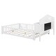 preview thumbnail 7 of 9, Full-Size Montessori Floor Bed with Bookcases & Blackboards, Solid Wood Design for Kids with Guardrails & Storage, White
