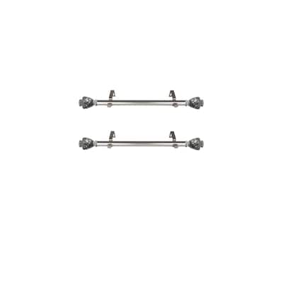Steel Curtain Rods Set - 12-20 Inch Rods with Finials - Satin Nickel Drapery Rods for Windows - M