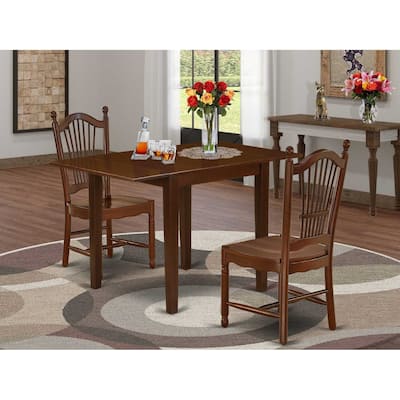 HomeStock 3-Piece Mahogany Finish Solid Wood Top Dining Table Set