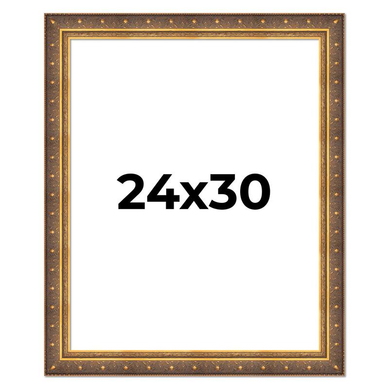 24x30 Frame Vintage Gold Solid Wood Picture Frame | 2.5 Inch Moulding