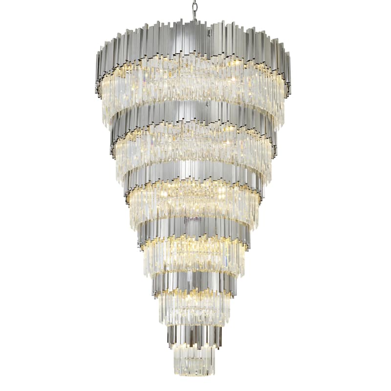 60-Light Chrome Chandelier With Clear Crystals