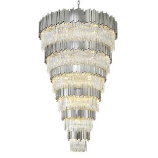 60-Light Chrome Chandelier With Clear Crystals