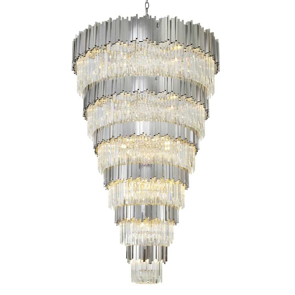 60-Light Chrome Chandelier With Clear Crystals