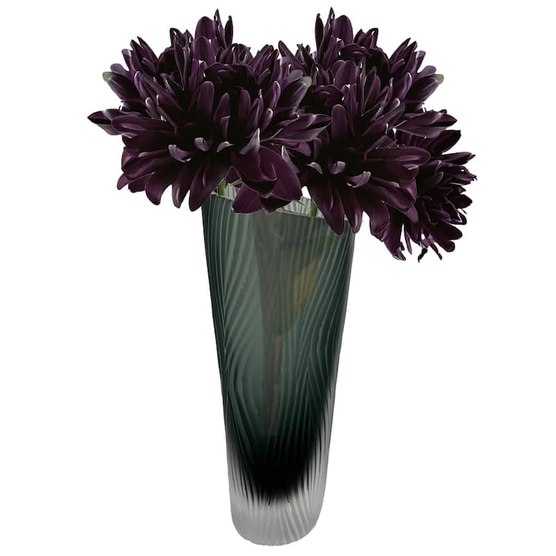 13" High Premium Contemporary Glass Vase in Grayish Blue