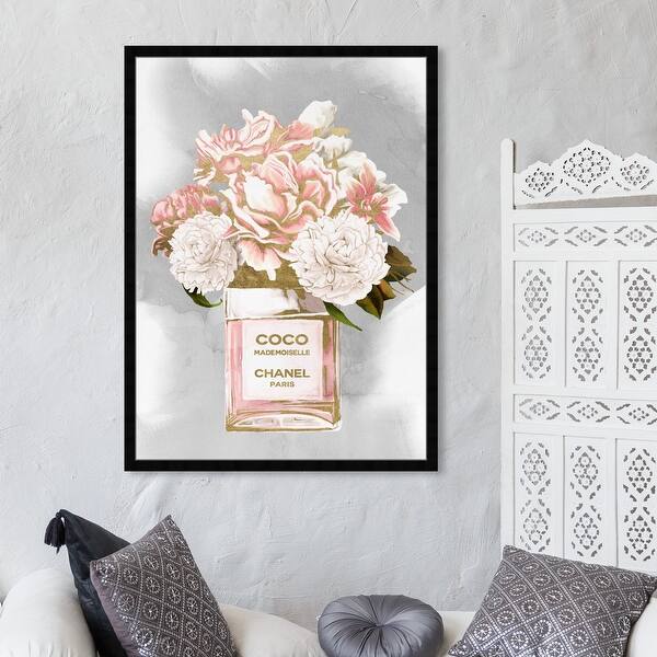 Oliver Gal 'Floral Perfume Peonies Tall' Fashion and Glam Wall Art Framed  Print Perfumes - Pink, Gray - Bed Bath & Beyond - 32194941