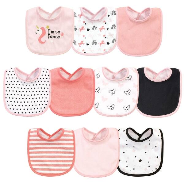 slide 1 of 1, Hudson Baby Infant Girl Cotton and Polyester Bibs 10pk, Im So Fancy Unicorn, One Size - Im So Fancy Unicorn - One Size One Size - Im So Fancy Unicorn