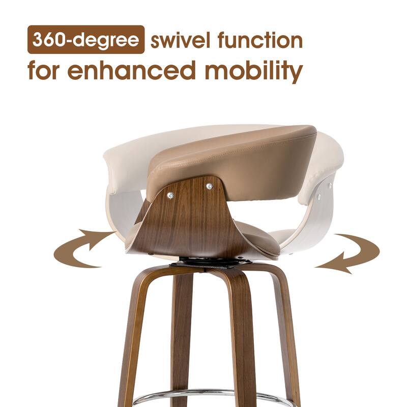 Glitzhome Set of 3 Leatherette Adjustable Swivel Bar Stool Pub Table Set