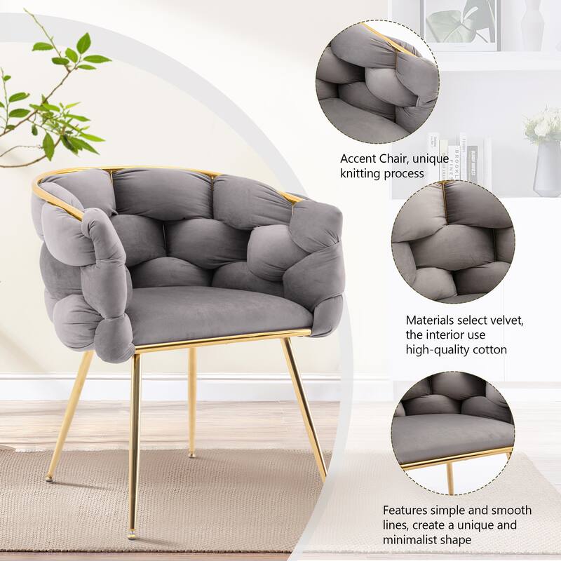 Modern Velvet Dining Chair with Metal Legs