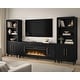 preview thumbnail 1 of 0, Modern 72" TV Console with Two Bookcases, Four Door Entertainment Stand, Wood Accent Cabinet/Credenza, Fully Assembled, Black Black